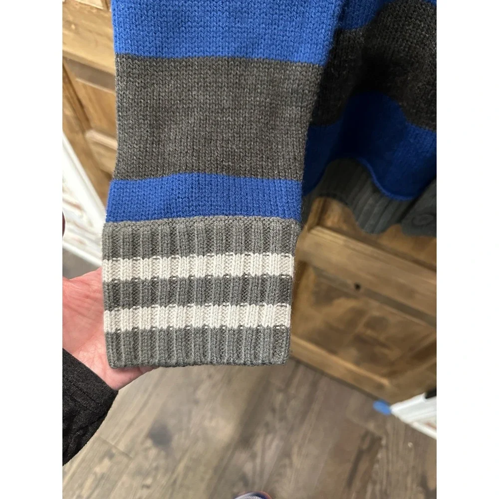 Unionbay Cardigan Sweater Mens Large Blue Gray‎ Striped Shawl Collar Knit Button